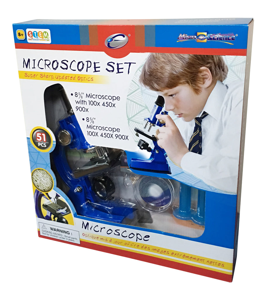 STEM Toy Collection 21311 51PCS 100/450/900X Microscope Set  (Blue) - stembanana Hong Kong